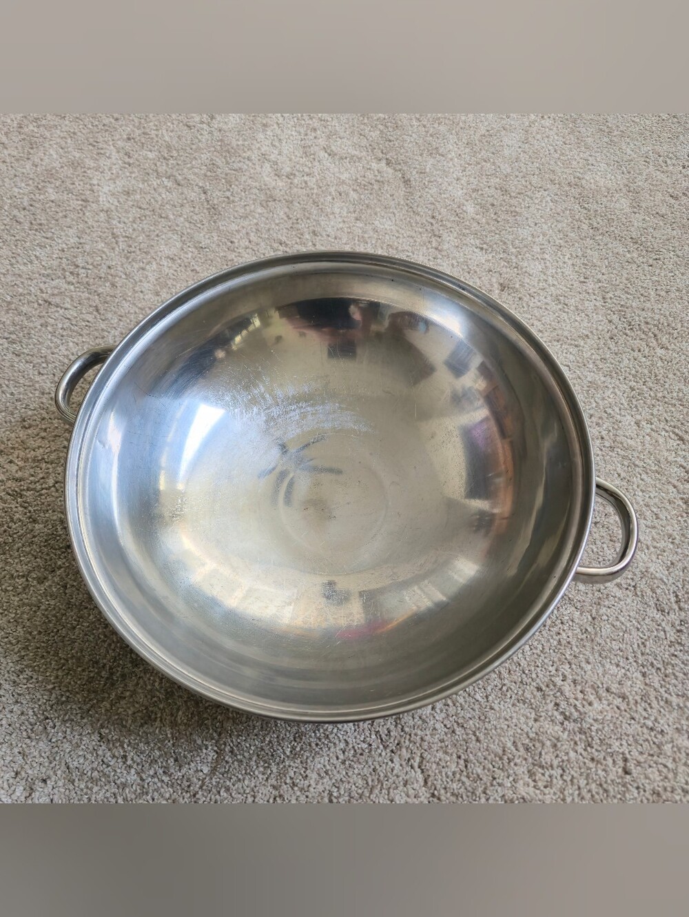 Stainless steel wok or chef's pan with side loop handles